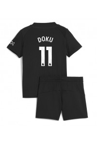 Manchester City Jeremy Doku #11 Babyklær Borte Fotballdrakt til barn 2025-26 Korte ermer (+ Korte bukser)